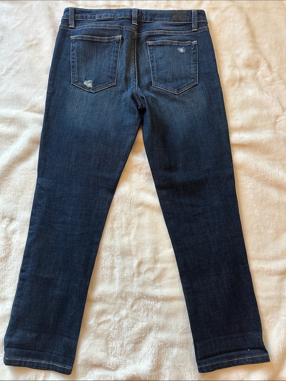 TOMMY HILFIGER Women’s Dark Blue Distressed Straight Leg “Boyfriend”Jeans Sz 8 - Picture 4 of 12